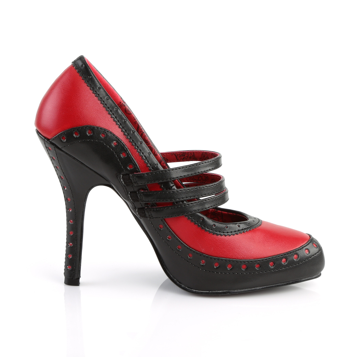 Bordello Tempt-10 BR/PU - Czarne czółenka z paskami na wysokim obcasie