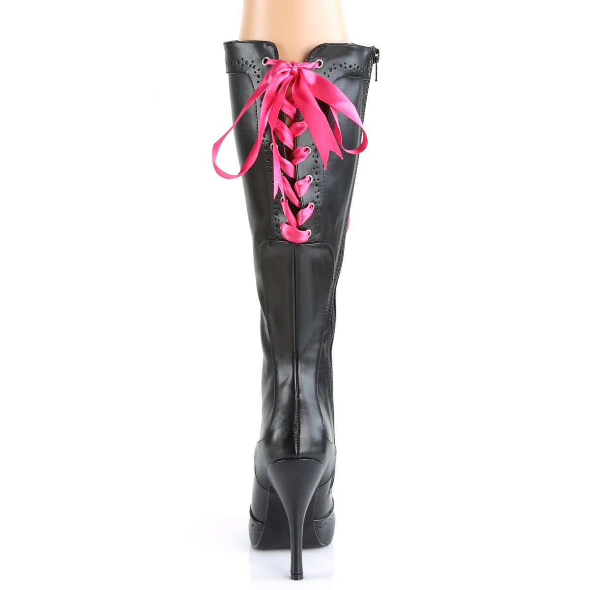 Bordello Tempt-125 B/PU - Czarne kozaki na wysokim obcasie