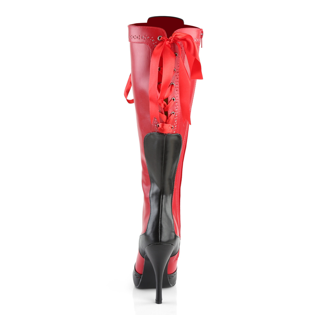Bordello Tempt-126 RB/PU - Czerwone kozaki na wysokim obcasie