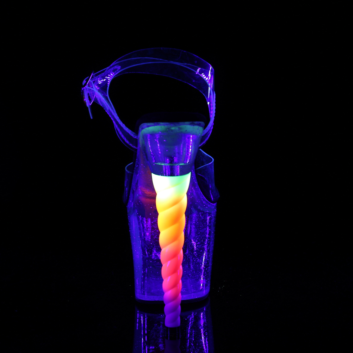 Pleaser Unicorn-708MG C-B/C - Przezroczyste sandały na wysokiej platformie