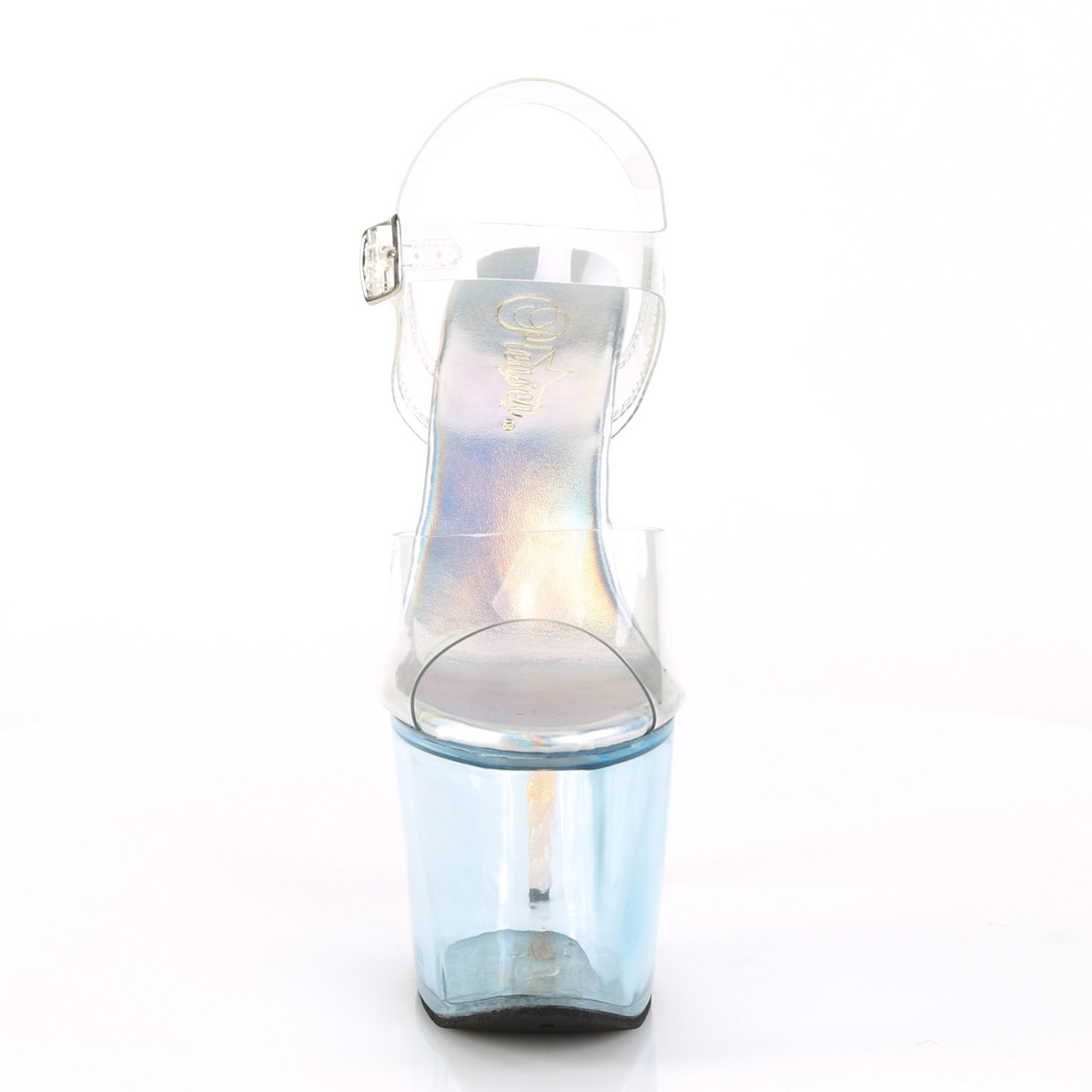 Pleaser Unicorn-708T C/BU - Przezroczyste sandały na wysokiej platformie