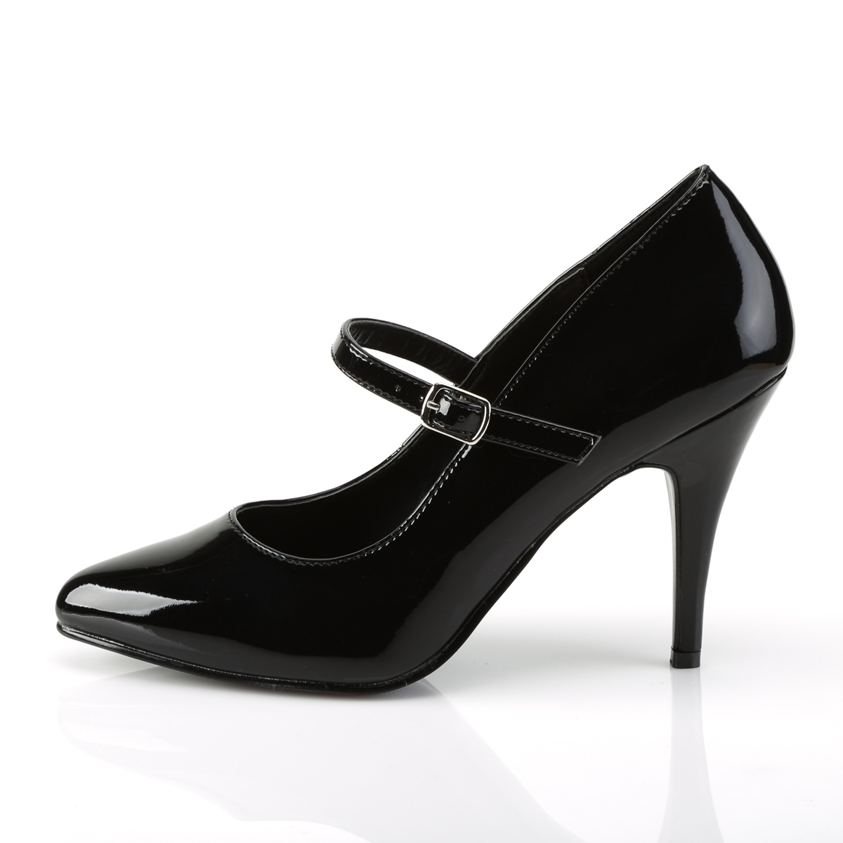 Pleaser Vanity-440 B - Błyszczące czarne czółenka z paskami na wysokim obcasie