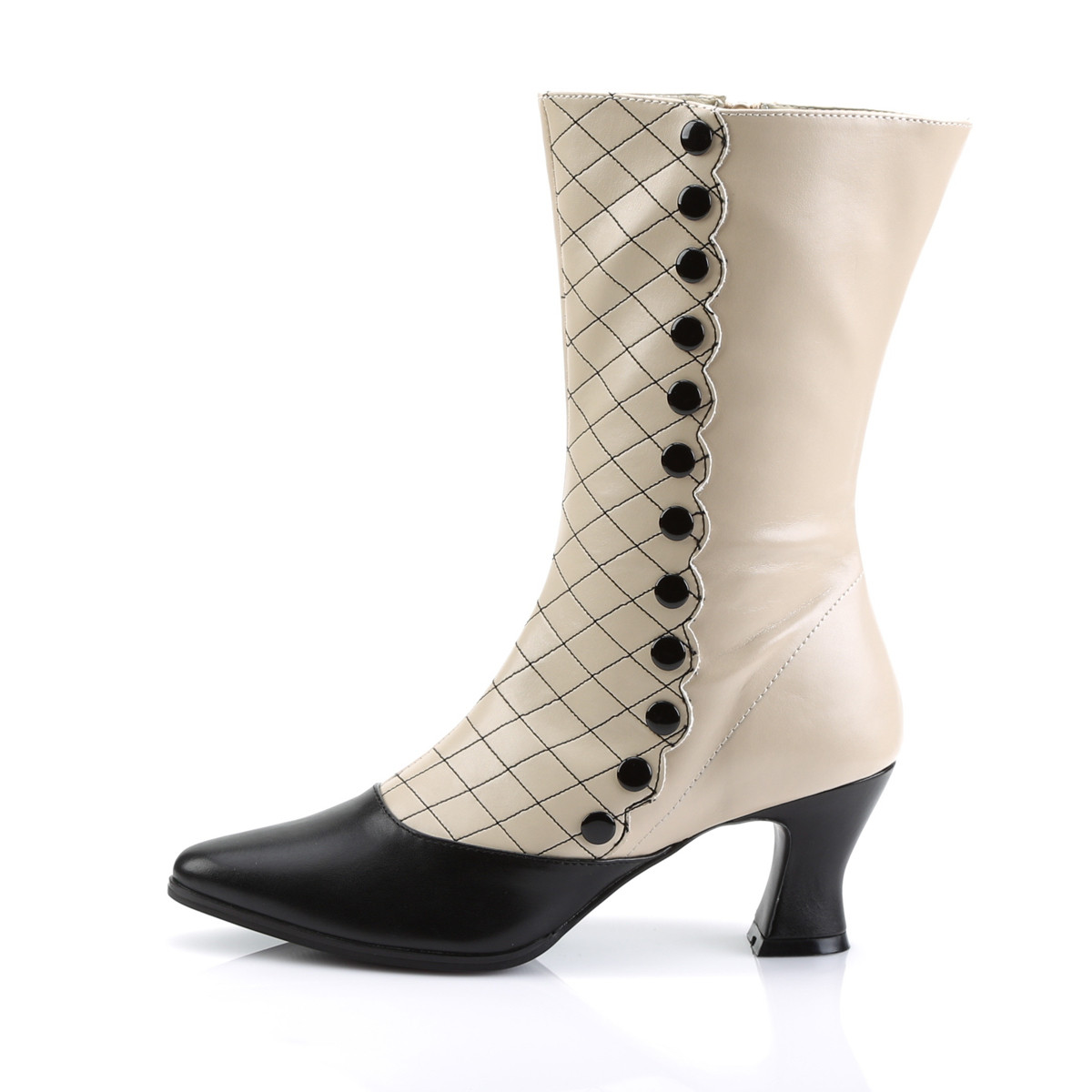 Funtasma Victorian-123 CR-BPU - Beżowe wiktoriańskie botki z szerokimi obcasami