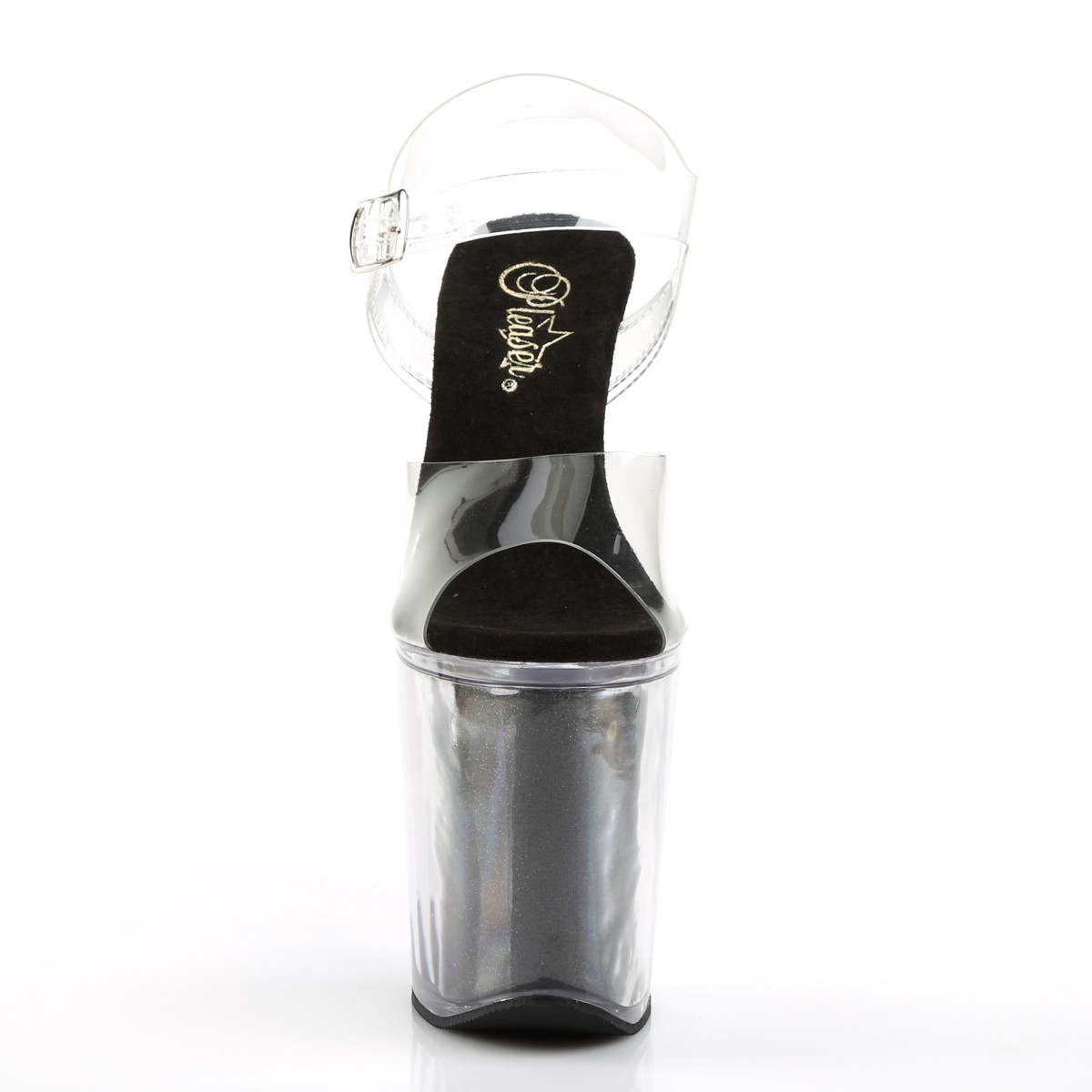Pleaser Xtreme-808G C/BG - Przezroczyste sandały na wysokiej platformie