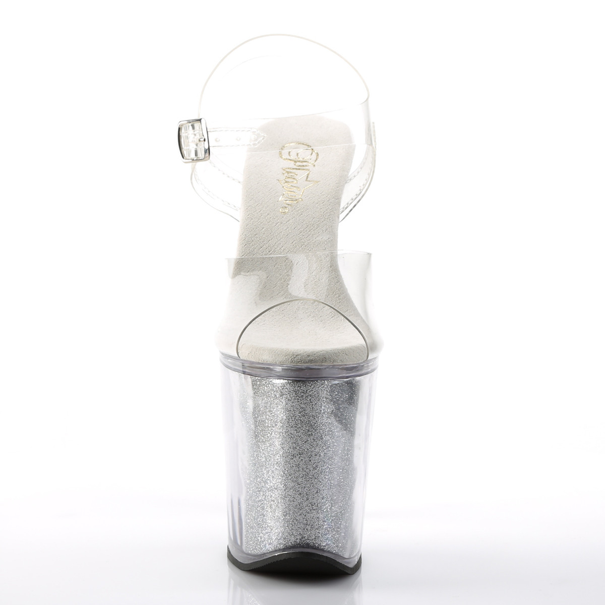 Pleaser Xtreme-808G C/SG - Przezroczyste sandały na wysokiej platformie