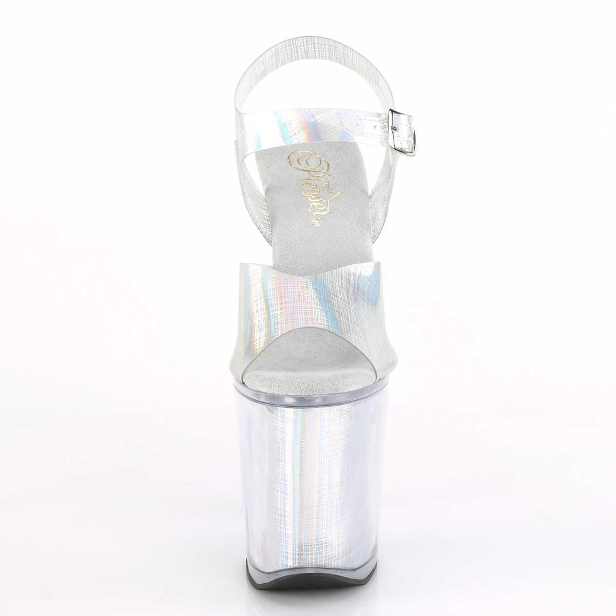 Pleaser Xtreme-808N-CRHM SHG/M - Srebrne sandały na wysokiej platformie
