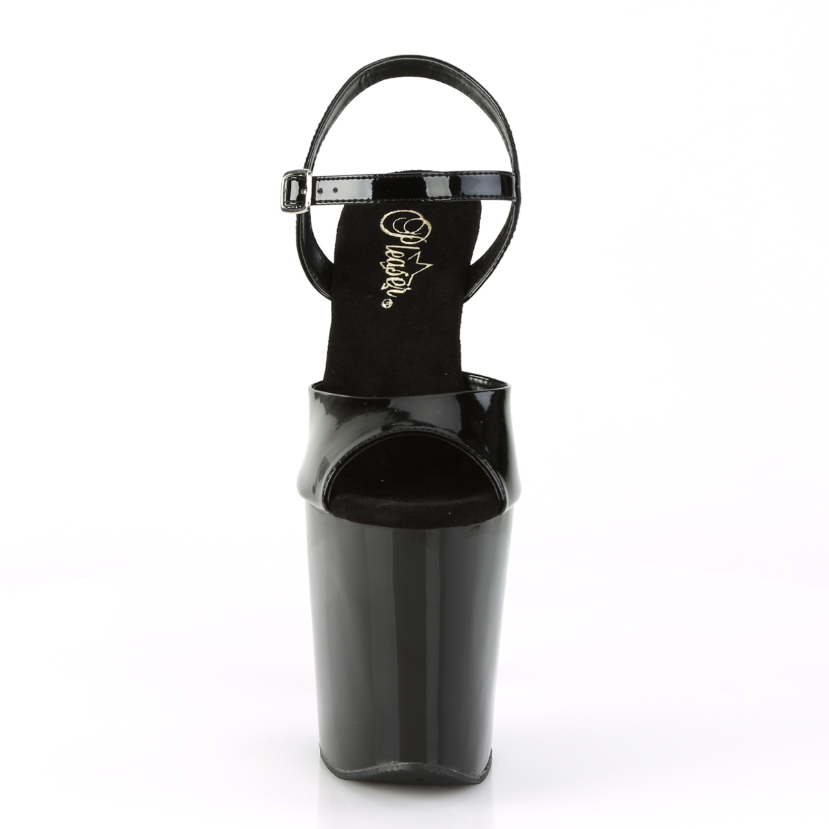 Pleaser Xtreme-809CRS B/B-SRS - Błyszczące czarne sandały na wysokiej platformie