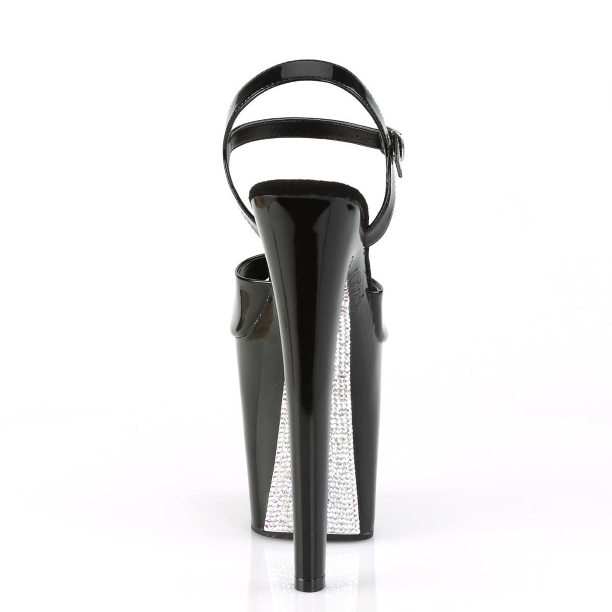 Pleaser Xtreme-809CRS B/B-SRS - Błyszczące czarne sandały na wysokiej platformie