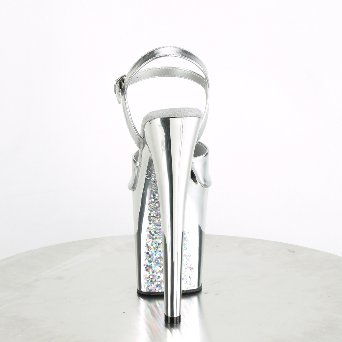Pleaser Xtreme-809TTG SMPU/SCH - Srebrne sandały na wysokiej platformie